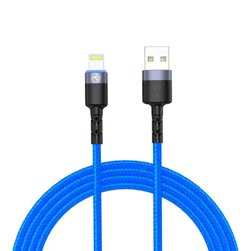 Cable de datos Tellur USB a Lightning con luz LED, 3A, 1,2 m, azul