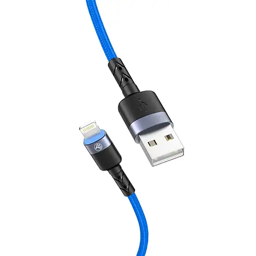 Cable de datos Tellur USB a Lightning con luz LED, 3A, 1,2 m, azul