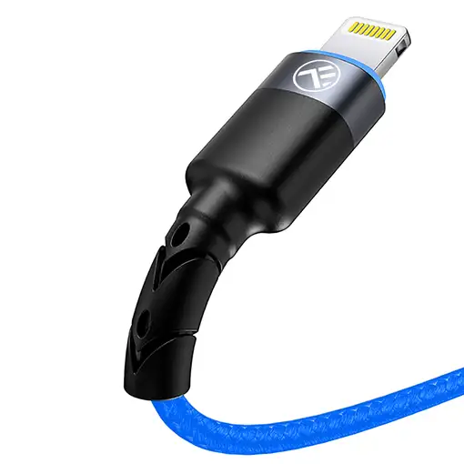 Cable de datos Tellur USB a Lightning con luz LED, 3A, 1,2 m, azul