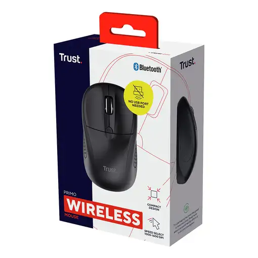 Trust Primo ratón Viajes Ambidextro Bluetooth Óptico 1600 DPI