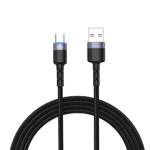 Cable de datos Tellur USB a tipo C con luz LED, 3A, 1,2 m, negro