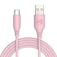 Cable de datos de silicona Tellur USB a tipo C, 3A, 1m, rosa