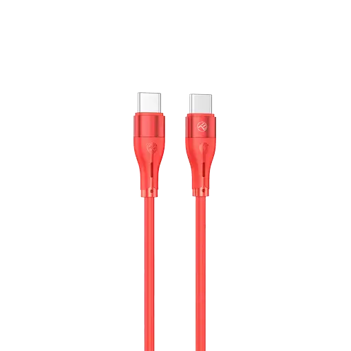 Cable de datos de silicona Tellur tipo C a tipo C, 3A, PD60W, 1 m, rojo