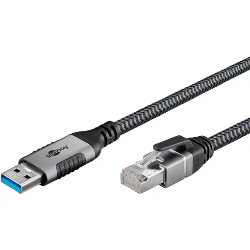 Goobay 70692 cambiador de género para cable USB A RJ-45 Negro, Plata