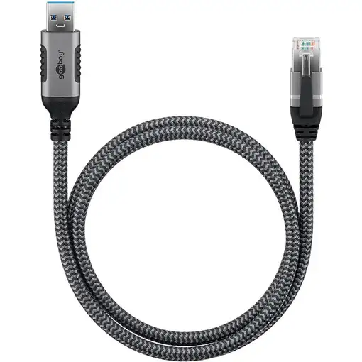 Goobay 70692 cambiador de género para cable USB A RJ-45 Negro, Plata