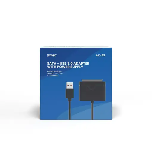 Savio AK-39 USB 3.0 - SATA III adapter for 3.5/2.5\" drives with power supply - Ad