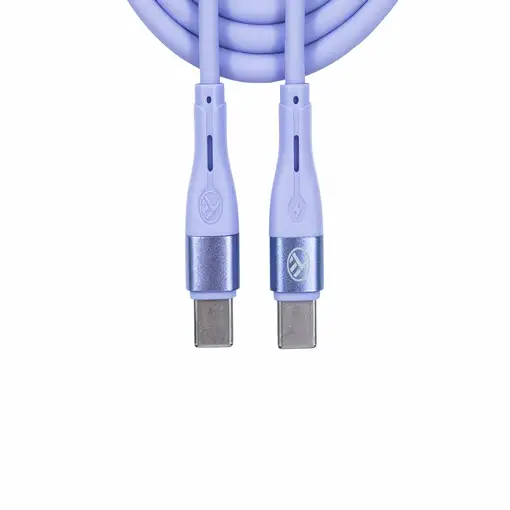 Cable de datos de silicona Tellur tipo C a tipo C, 3A, PD60W, 1 m, morado