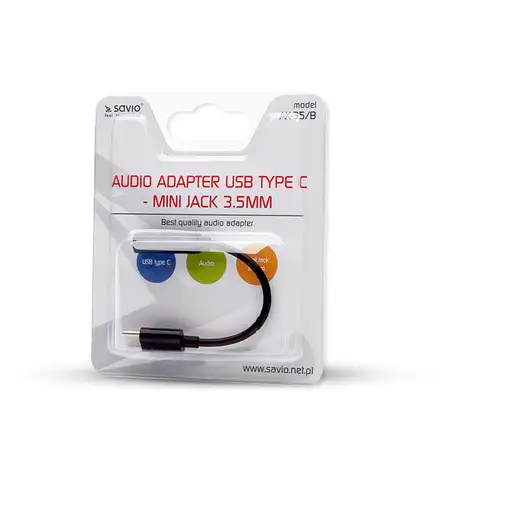 Savio AK-35/B cambiador de género para cable USB Type 3.1 C Jack 3.5mm Negro