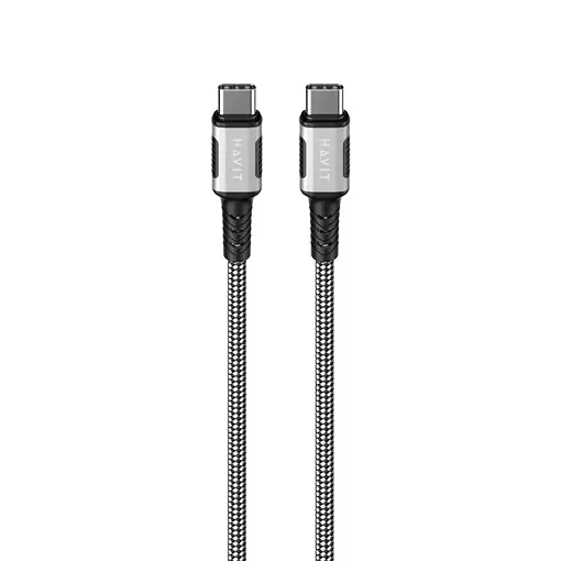 Havit 6939119077549 cable USB 1 m USB C Negro, Plata, Blanco