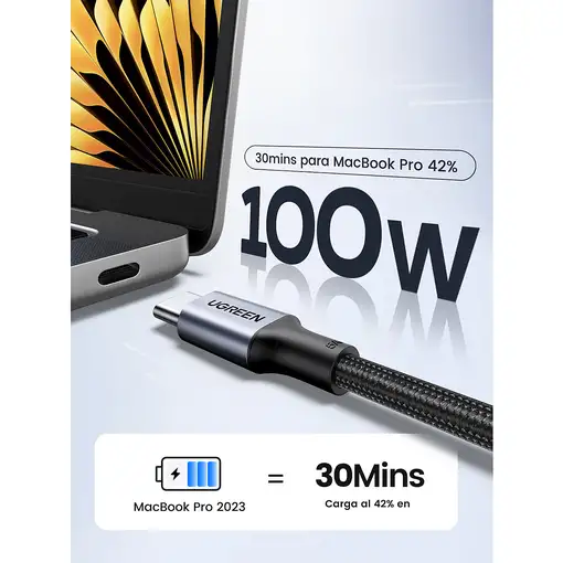 Ugreen 70427 cable USB USB 2.0 1 m USB C Negro, Plata