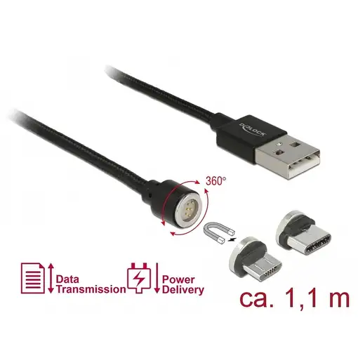 DeLOCK 85723 cable USB USB 2.0 1,1 m USB A USB C/Micro-USB B Negro