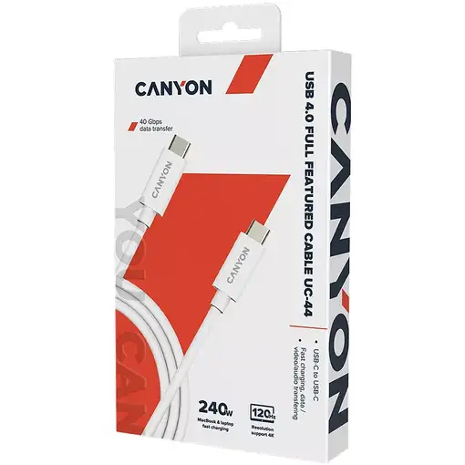 Canyon Cable UC-44 USB-C a USB-C 240W 40Gbps 4k 1m Blanco