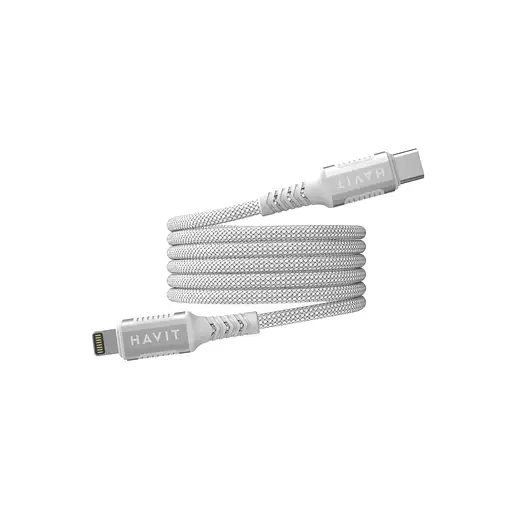 Havit 6939119077570 cable de conector Lightning 1 m Plata, Blanco