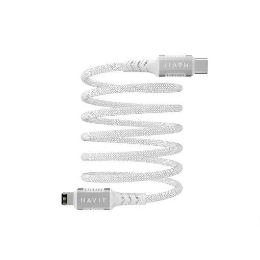Havit 6939119077570 cable de conector Lightning 1 m Plata, Blanco