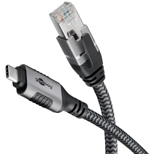 Goobay 70696 cambiador de género para cable USB C RJ-45 Negro, Plata