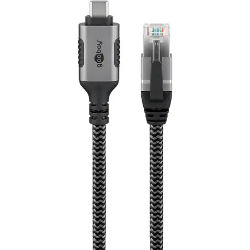 Goobay 70696 cambiador de género para cable USB C RJ-45 Negro, Plata
