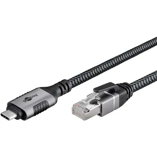Goobay 70696 cambiador de género para cable USB C RJ-45 Negro, Plata