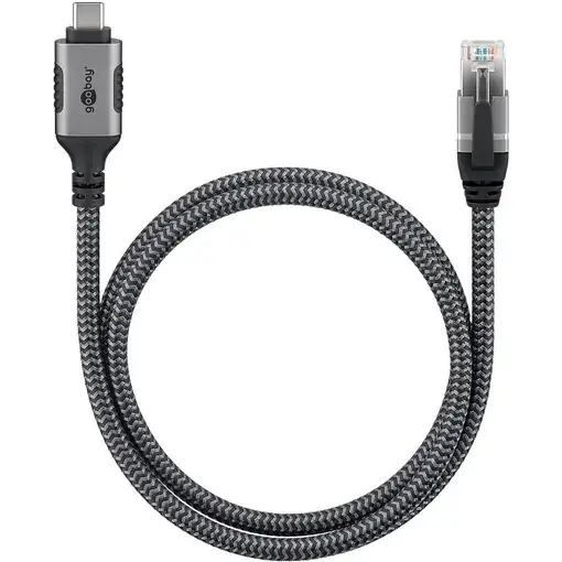 Goobay 70696 cambiador de género para cable USB C RJ-45 Negro, Plata