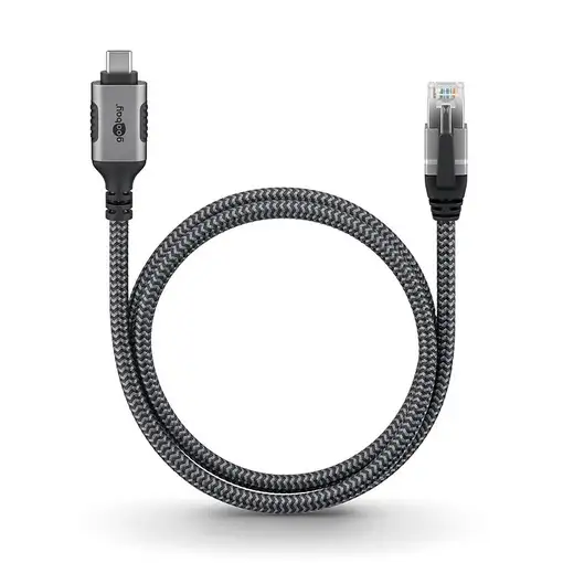 Goobay 70696 cambiador de género para cable USB C RJ-45 Negro, Plata