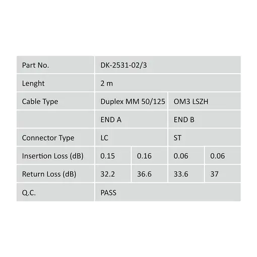 Digitus Cable de conexión de fibra óptica multimode OM 3, LC/ST