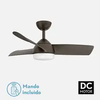 Fabrilamp Haur ventilador de techo marrón, 3 aspas, led, mando y temporizador