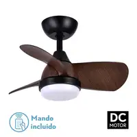 Ventilador DC Pirdo negro/marrón con LED, 3 aspas y mando