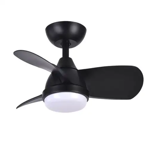 Ventilador DC Pirdo negro con luz LED, 3 aspas y mando