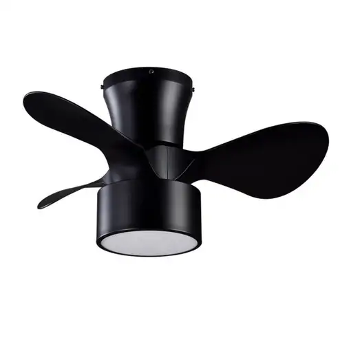 Ventilador DC Kos negro con luz LED, 3 aspas y mando