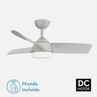 Fabrilamp Haur ventilador de techo plata, 3 aspas, led, mando y temporizador