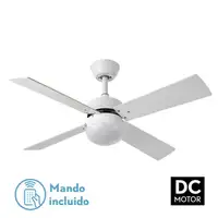 Ventilador DC Sofia blanco 4 aspas E27 reversible y mando