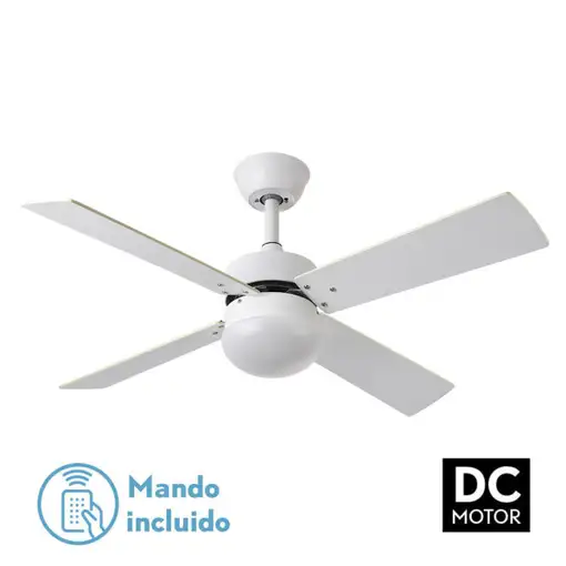 Ventilador DC Sofia blanco 4 aspas E27 reversible y mando