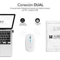 Ratón Inalámbrico Led Dual Flat Mouse  Blanco