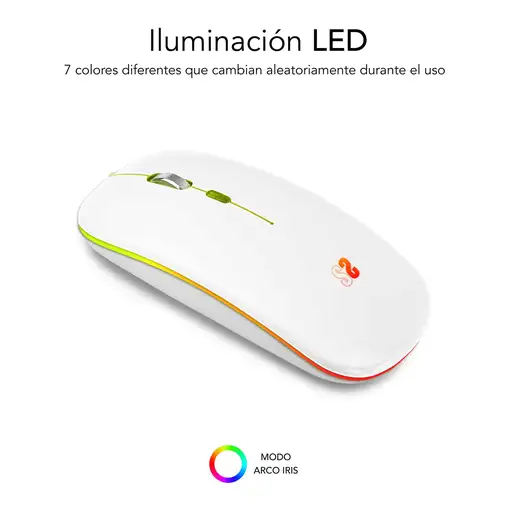 Ratón Inalámbrico Led Dual Flat Mouse  Blanco