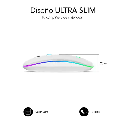 Ratón Inalámbrico Led Dual Flat Mouse  Blanco
