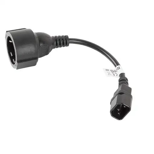 Lanberg CA-C14E-10CC-0018-BK cable de transmisión Negro 0,18 m C14 acoplador