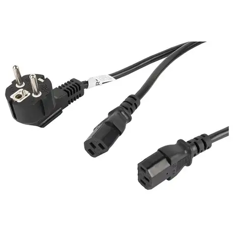 Lanberg CA-C13C-13CC-0018-BK cable de transmisión Negro 2 m C13 acoplador CEE7/7