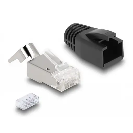 DeLOCK Conector Modular RJ45 con alivio de tensión Cat.6A, Cat.7 y botas de protec