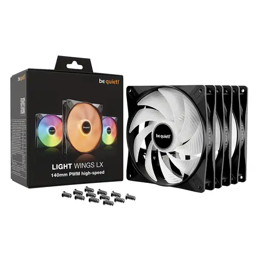 be quiet! LIGHT WINGS LX 140mm PWM High Speed 3-Pack Black Carcasa del ordenador V