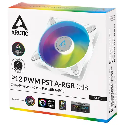 ARCTIC P12 PWM PST A-RGB 0dB Carcasa del ordenador Ventilador 12 cm Blanco 1 pieza