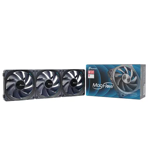 Seasonic MagFlow 3-Fan Kit Carcasa del ordenador Ventilador 12 cm Negro 3 pieza(s)