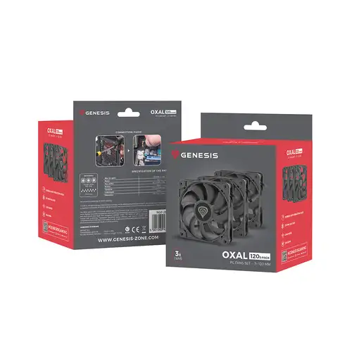 GENESIS Oxal 120 Carcasa del ordenador Ventilador 12 cm Negro 3 pieza(s)