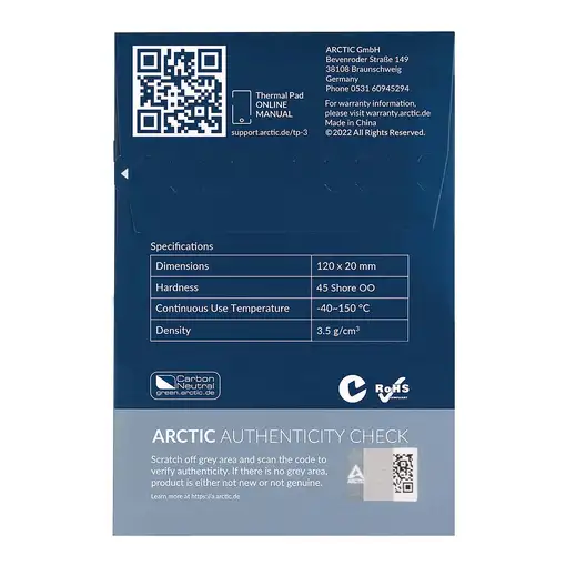 ARCTIC TP-3 compuesto disipador de calor Parche térmico