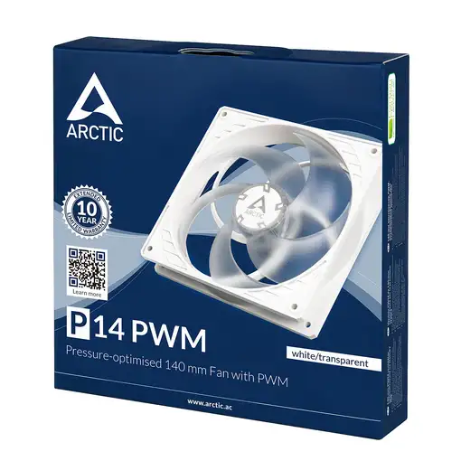 ARCTIC P14 PWM Carcasa del ordenador Ventilador 14 cm Transparente, Blanco 1 pieza