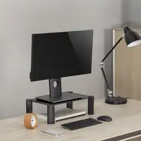 AISENS Soporte Elevador Cristal para Monitor/Portátil, Negro