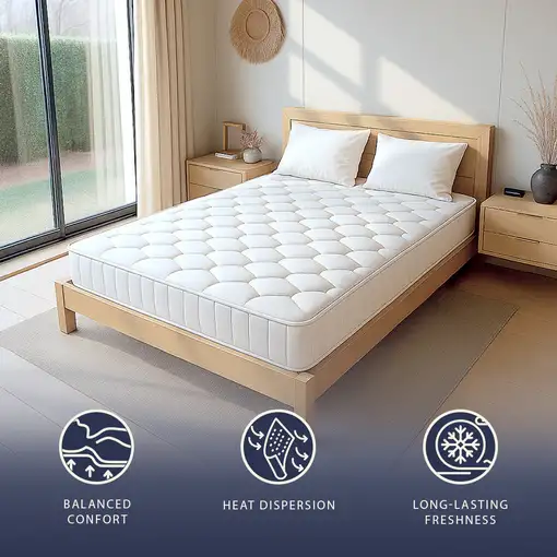 The White Stone Colchón 90x200 con Muelles Ensacados y Memory Foam