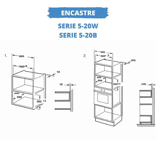Microondas con grill Integrado 20 L 800 W blanco SERIE 5 20W SAUBER
