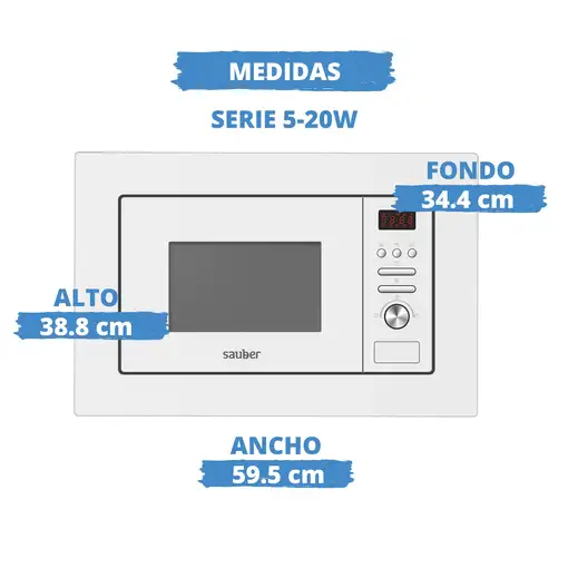 Microondas con grill Integrado 20 L 800 W blanco SERIE 5 20W SAUBER