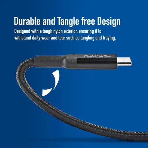 Cable de carga rápida de  USB-C a USB-C de 3 metros hasta 65W, NGS