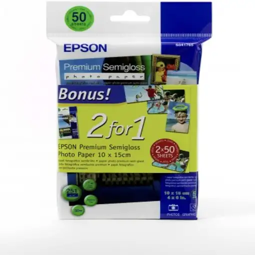 Epson 10x15 Premium Semigloss Photo Paper 2for1. 2X50 sheets