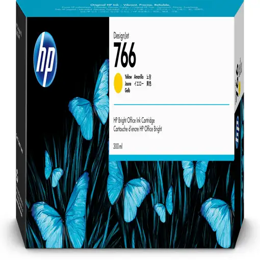 HP Cartucho de tinta amarilla DesignJet 766 de 300 ml